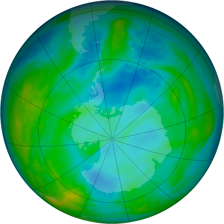 Antarctic ozone map for 22 May 1982